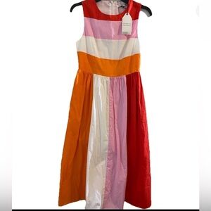 NWT English Factory Multicolor Striped colorblocked sleeveless midi dress sz xs